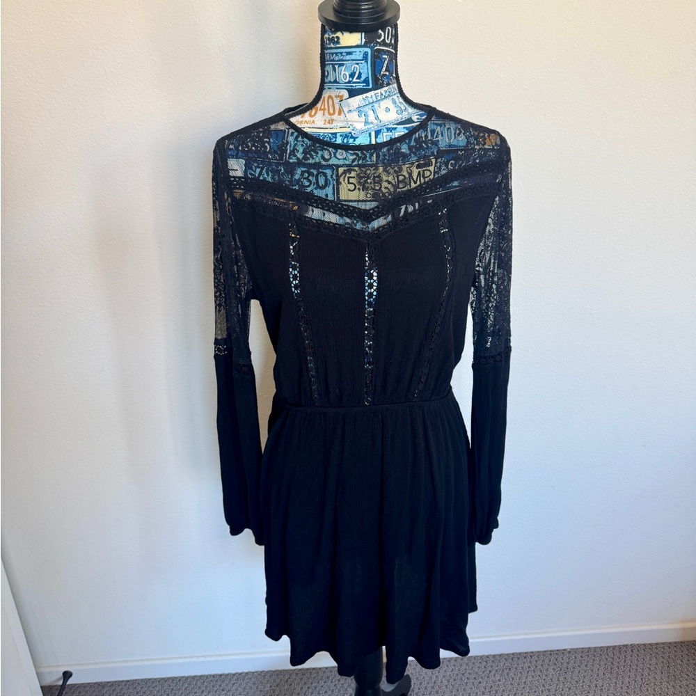 American Rag Black Long Sleeve Lace Dress